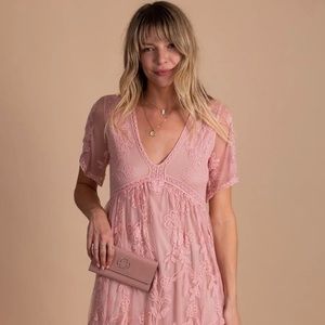 Bridesmaid/Wedding/Special Occasion Blush Pink Lace Maxi Dress (NWOT)